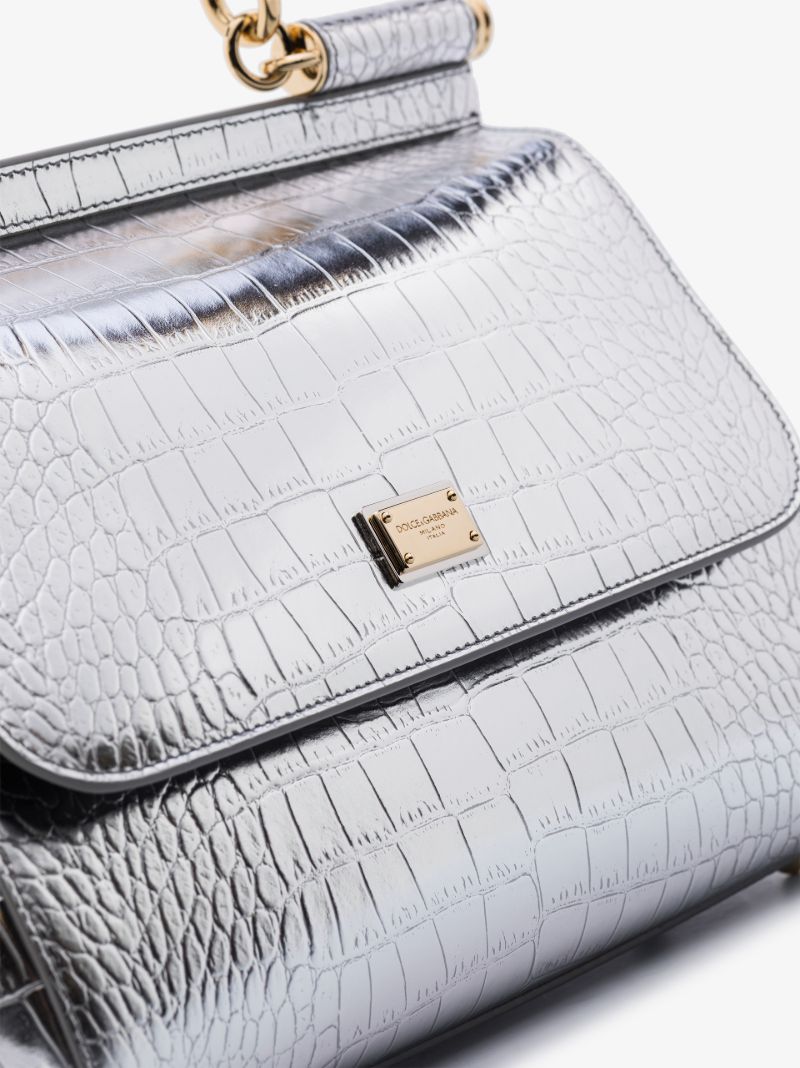 Silver Sicily Dauphine Leather Shoulder Bag