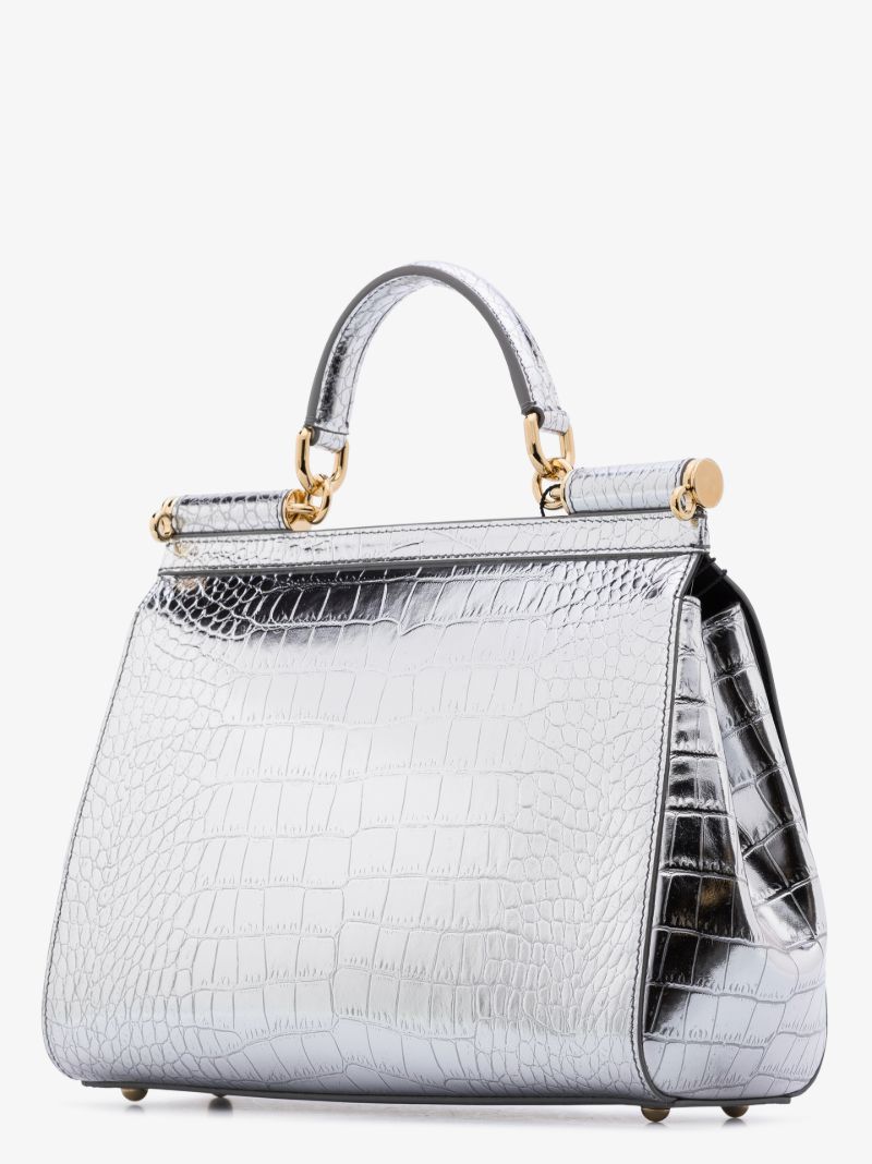 Silver Sicily Dauphine Leather Shoulder Bag