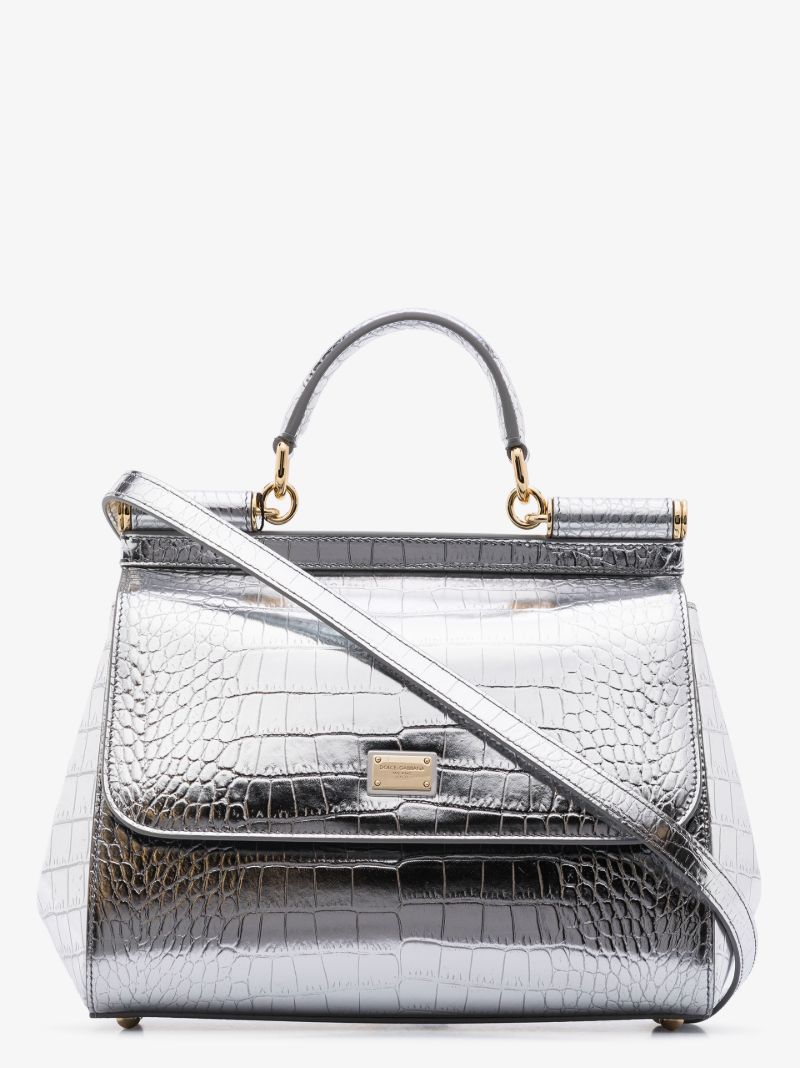 Silver Sicily Dauphine Leather Shoulder Bag