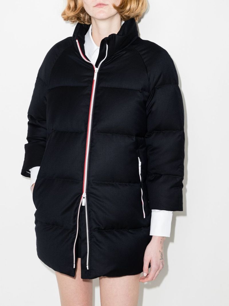 Contrast Trim Quilted Wool Jacket