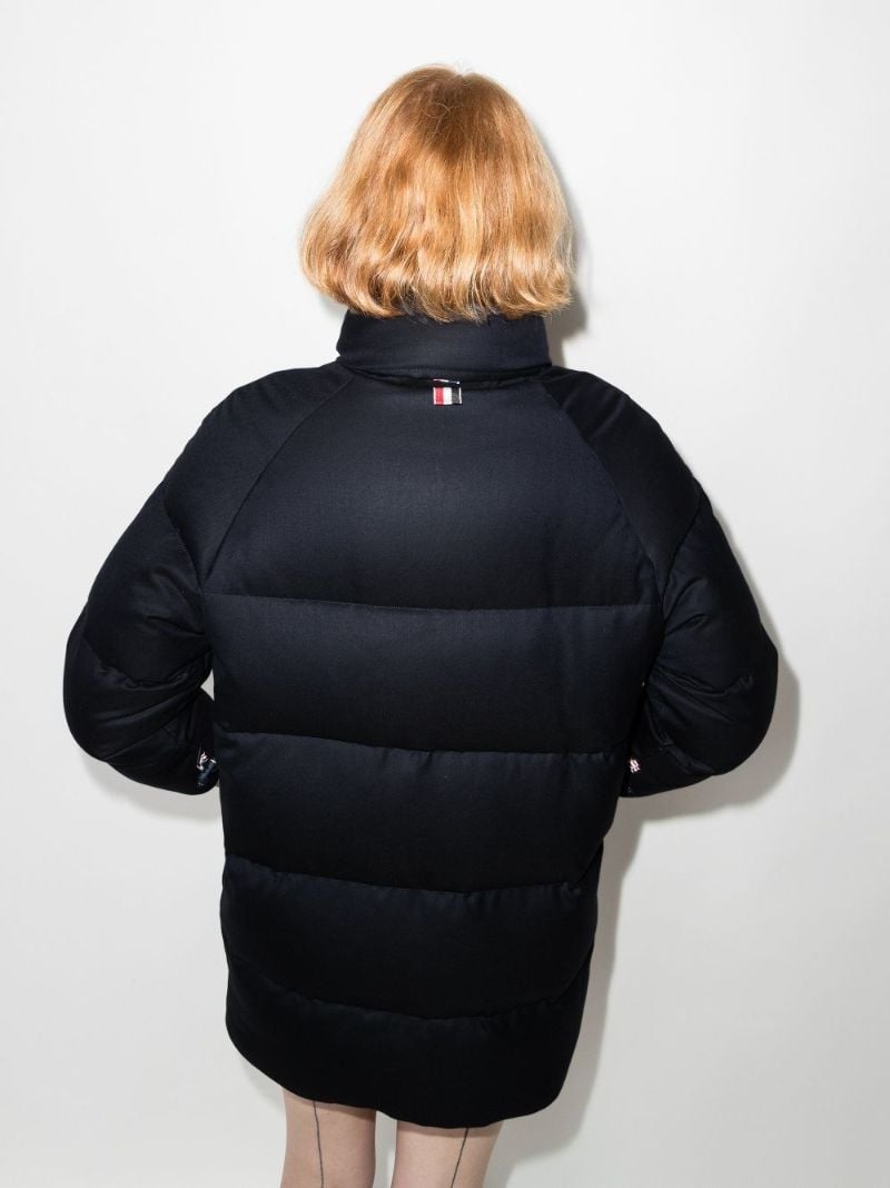 Contrast Trim Quilted Wool Jacket