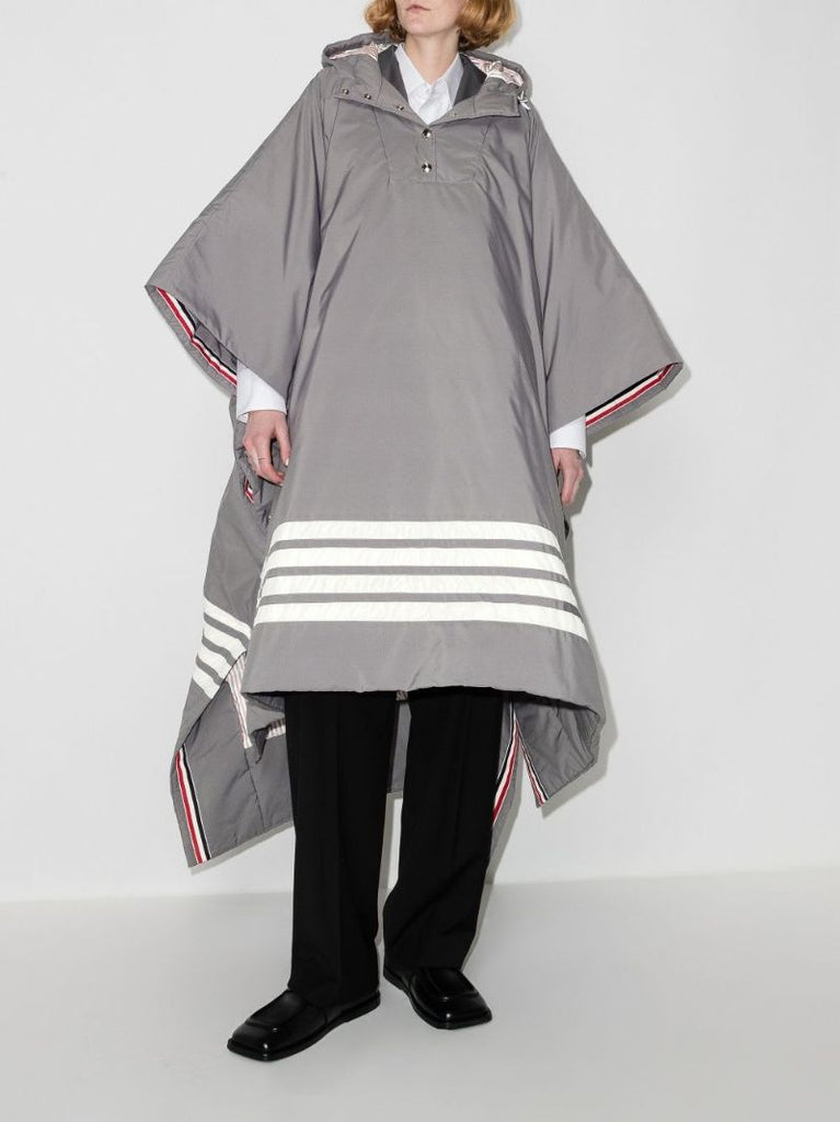 4-bar Stripe Hooded Poncho
