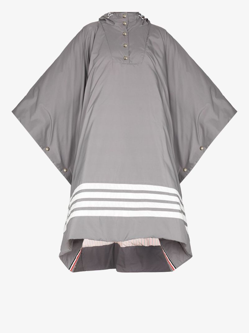 4-bar Stripe Hooded Poncho