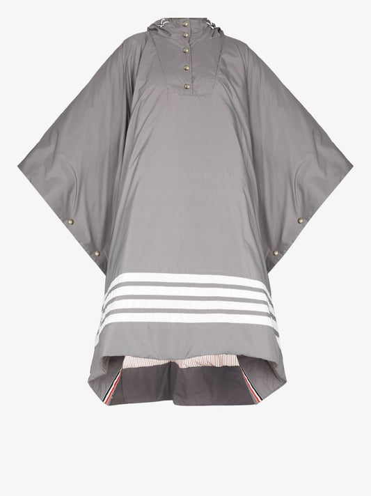 4-bar Stripe Hooded Poncho