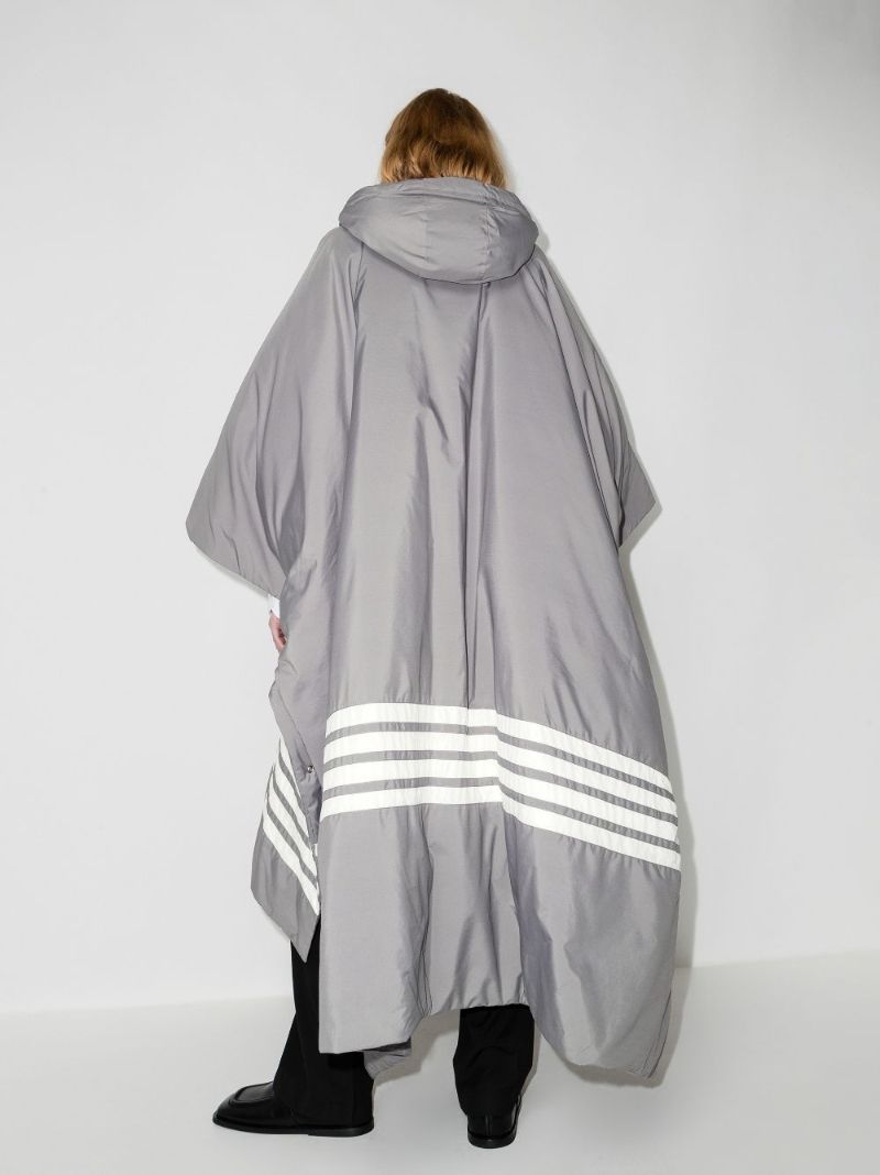 4-bar Stripe Hooded Poncho