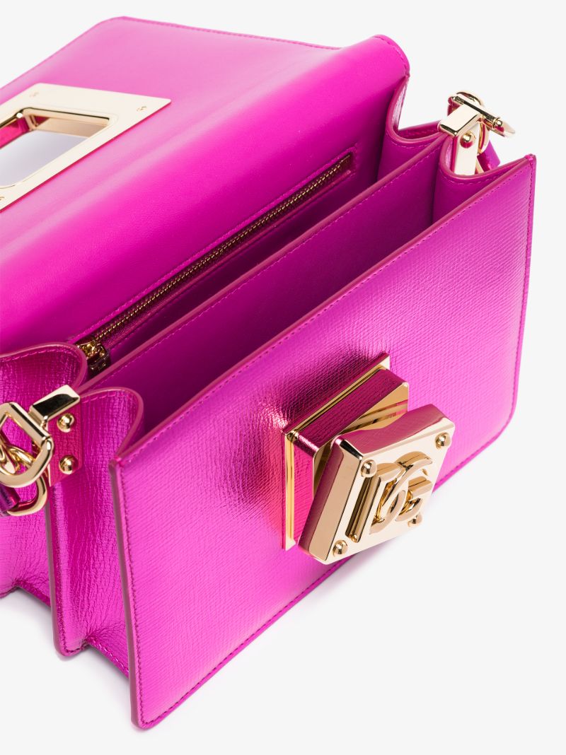 Pink Square Leather Shoulder Bag