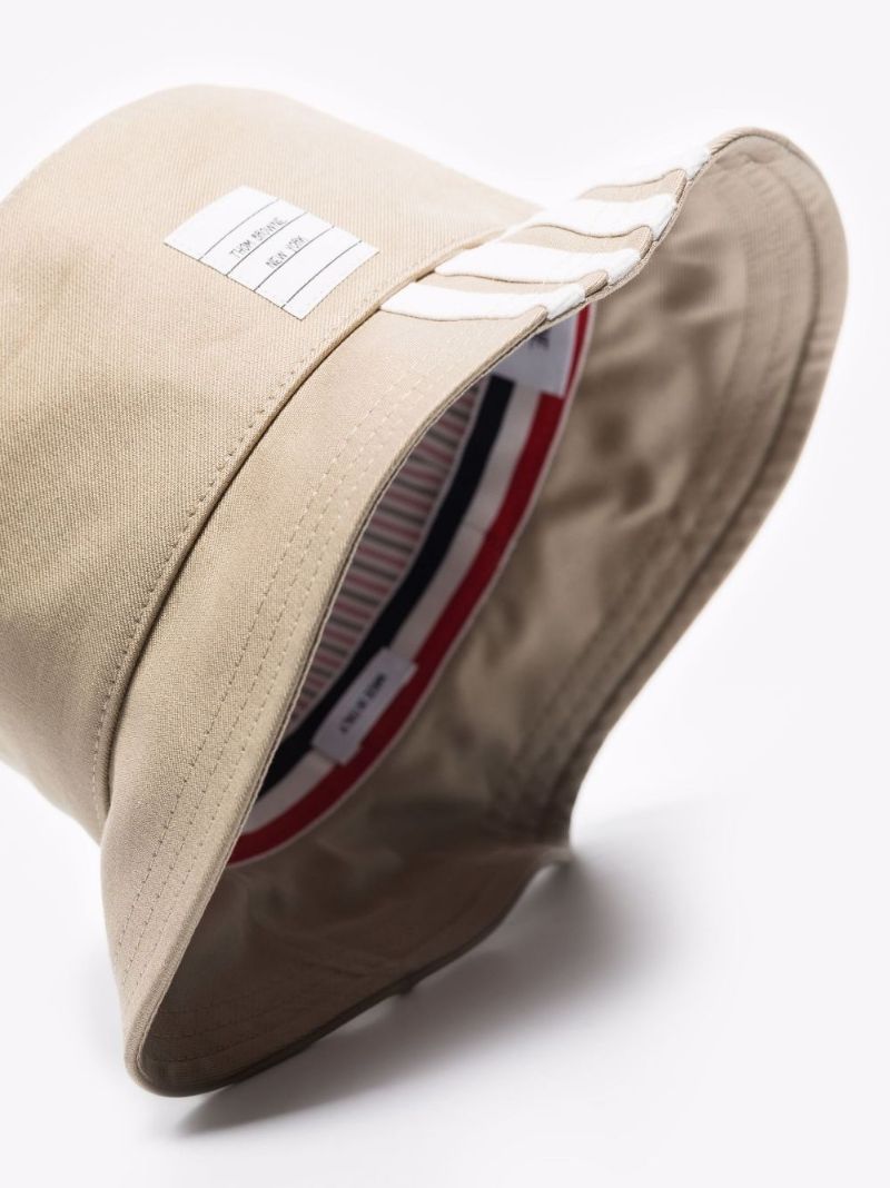 Neutral 4-bar Stripe Cotton Bucket Hat