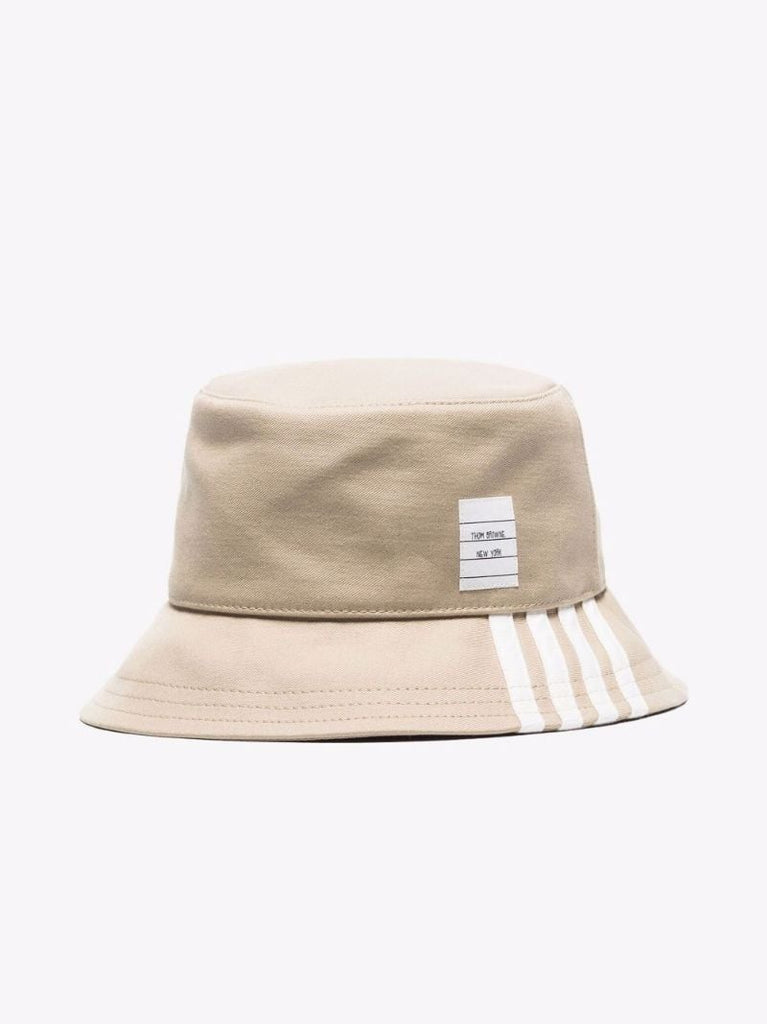 Neutral 4-bar Stripe Cotton Bucket Hat