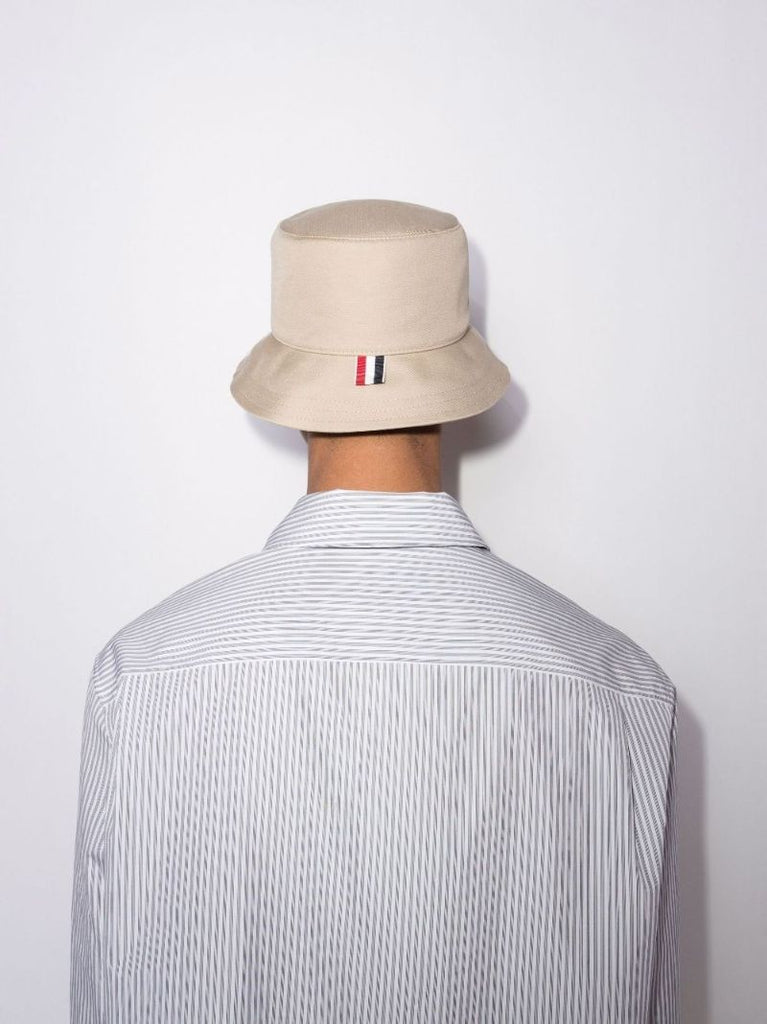 Neutral 4-bar Stripe Cotton Bucket Hat
