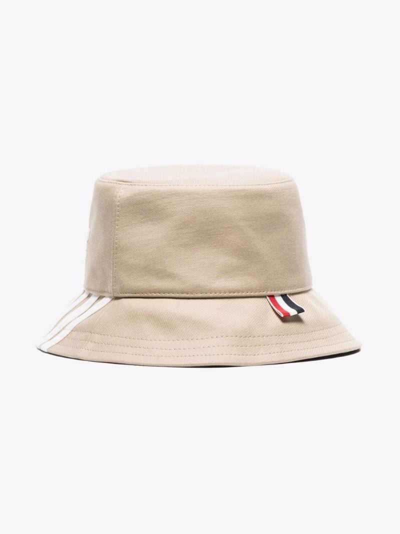 Neutral 4-bar Stripe Cotton Bucket Hat