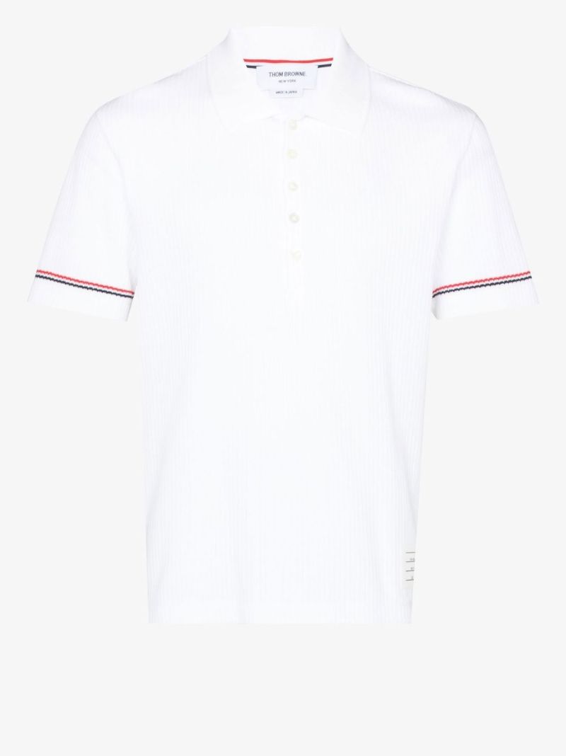 White Rwb Ribbed Cotton Polo Shirt