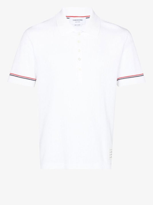 White Rwb Ribbed Cotton Polo Shirt