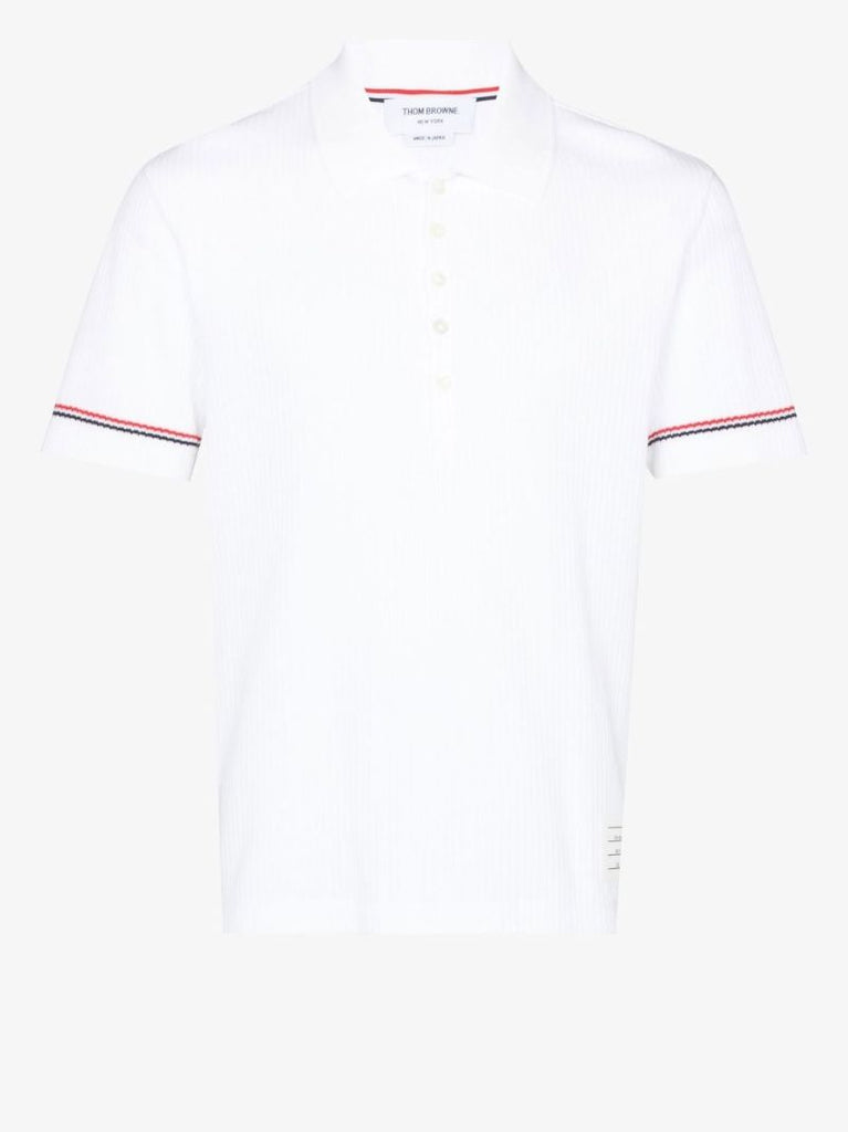 White Rwb Ribbed Cotton Polo Shirt