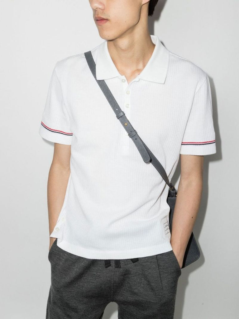 White Rwb Ribbed Cotton Polo Shirt