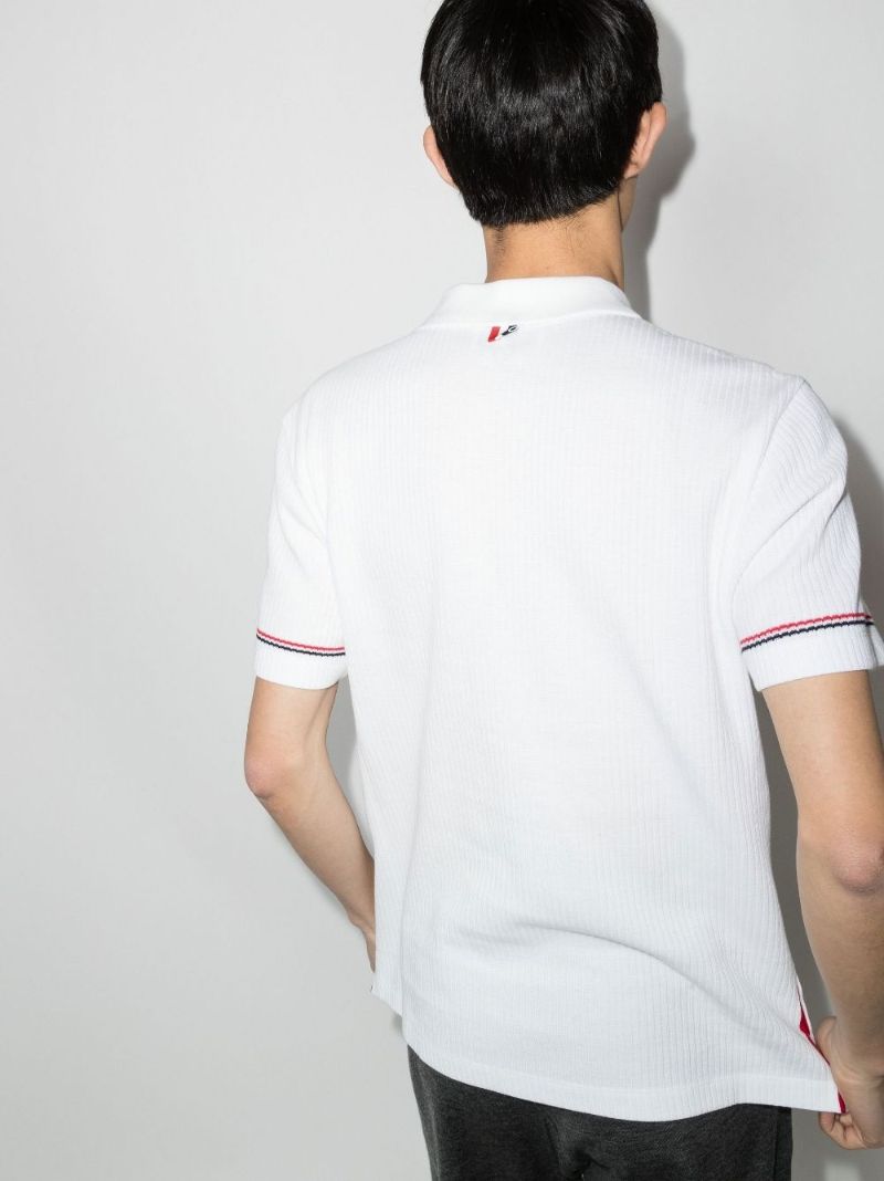 White Rwb Ribbed Cotton Polo Shirt