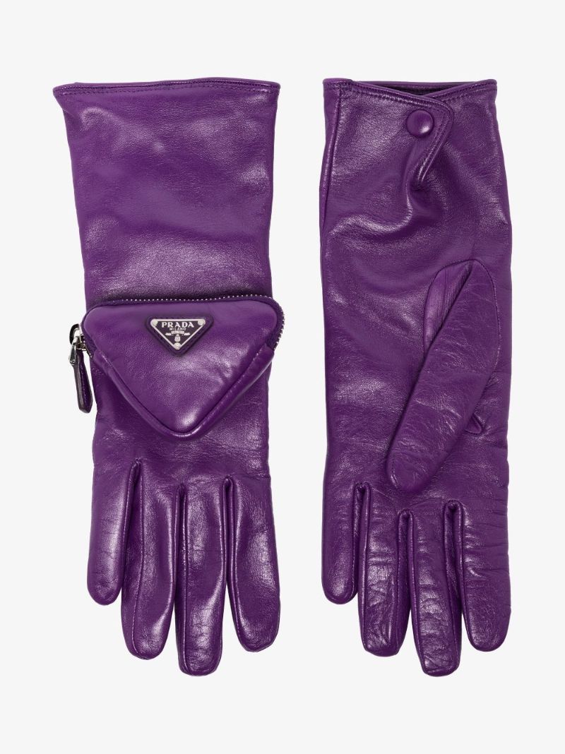 Purple Logo Pouch Leather Gloves