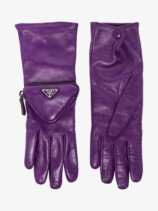 Purple Logo Pouch Leather Gloves
