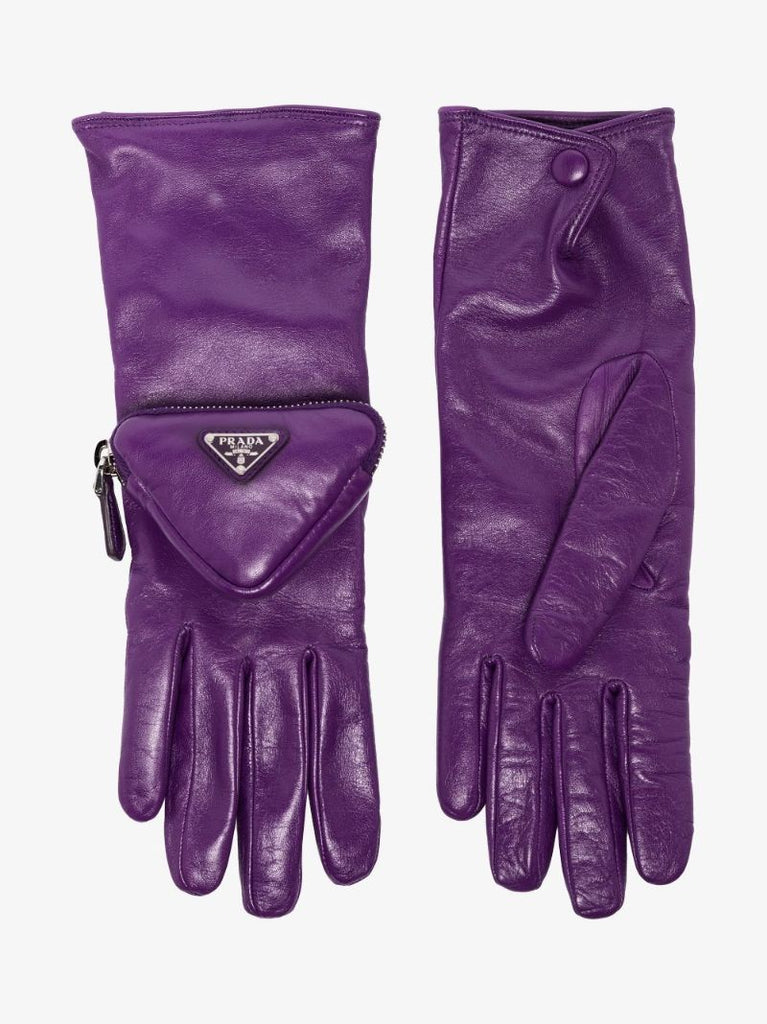 Purple Logo Pouch Leather Gloves