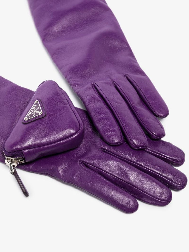 Purple Logo Pouch Leather Gloves