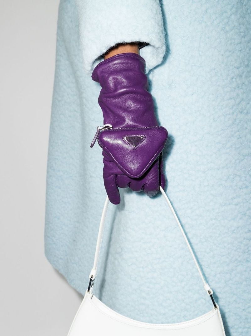 Purple Logo Pouch Leather Gloves