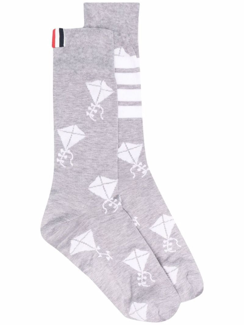 Grey Kite Intarsia Socks