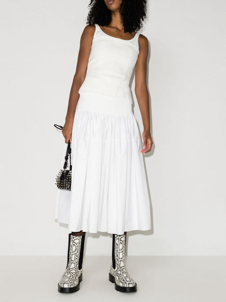High-waisted Pleated Panelled Skirt