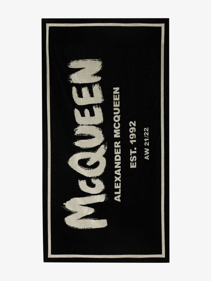 Black Large Logo Beach Towel