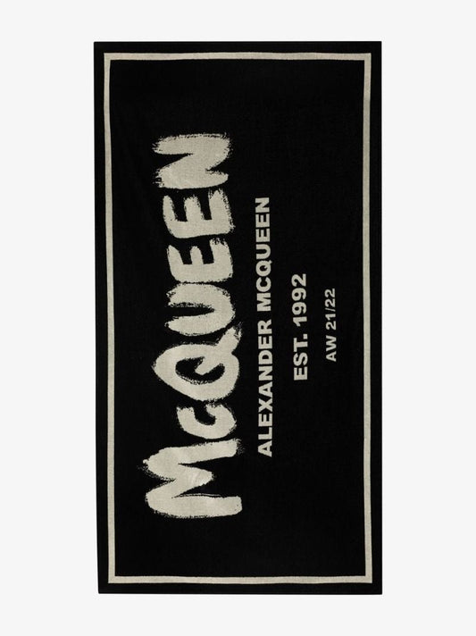 Black Large Logo Beach Towel