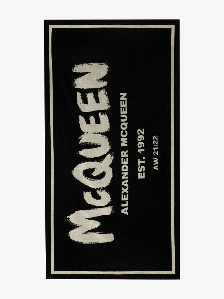 Black Large Logo Beach Towel