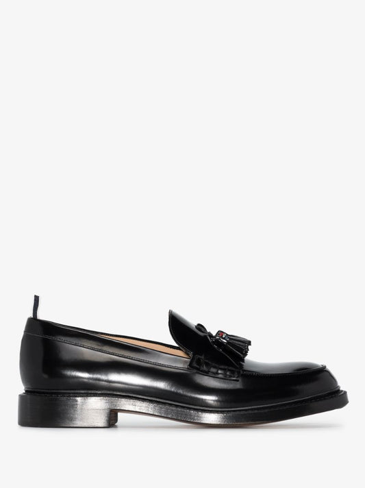 Black Tricolour Tassel Leather Loafers
