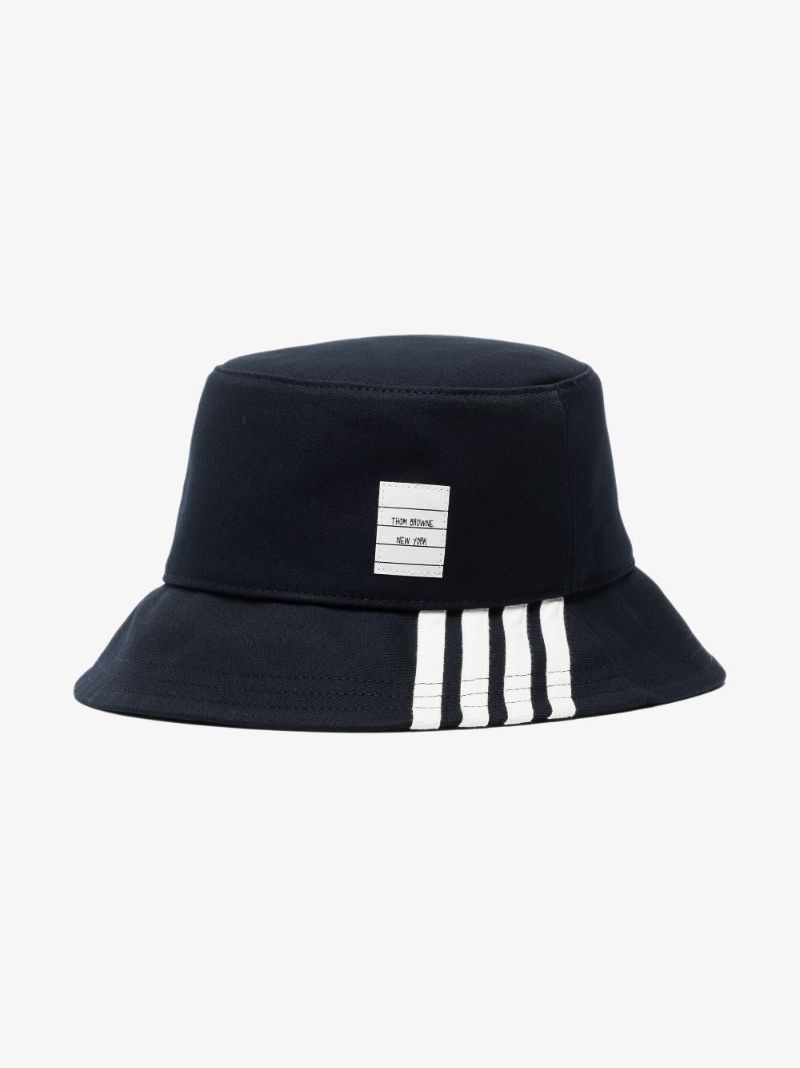 Blue 4-bar Stripe Cotton Bucket Hat