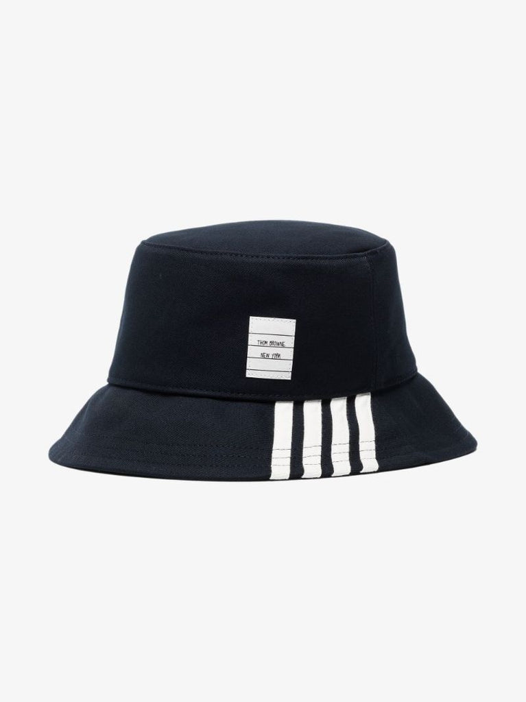 Blue 4-bar Stripe Cotton Bucket Hat