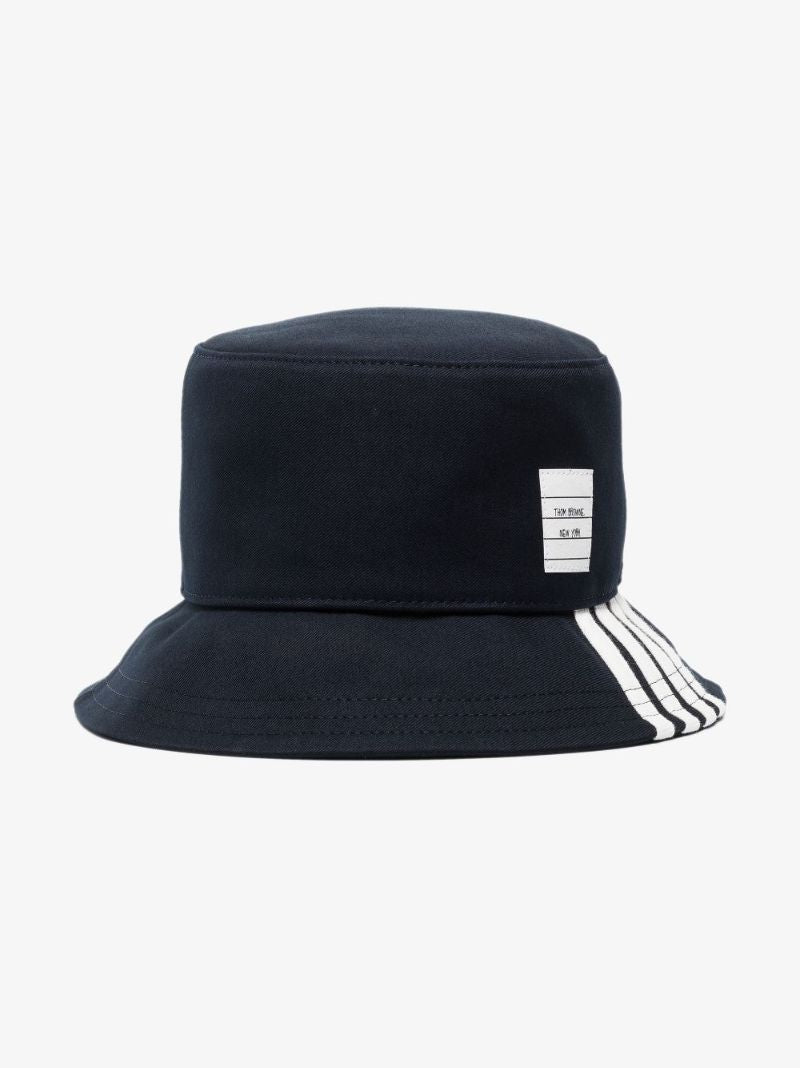 Blue 4-bar Stripe Cotton Bucket Hat