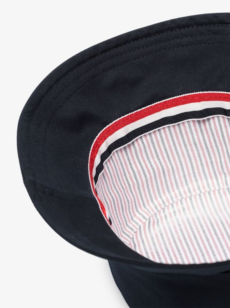 Blue 4-bar Stripe Cotton Bucket Hat