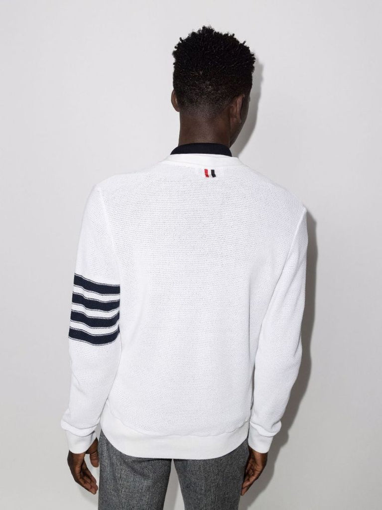 4-bar Stripe Cotton Cardigan
