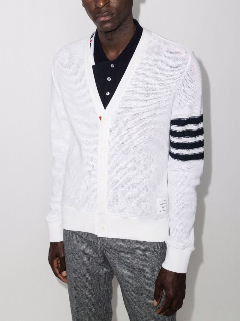 4-bar Stripe Cotton Cardigan