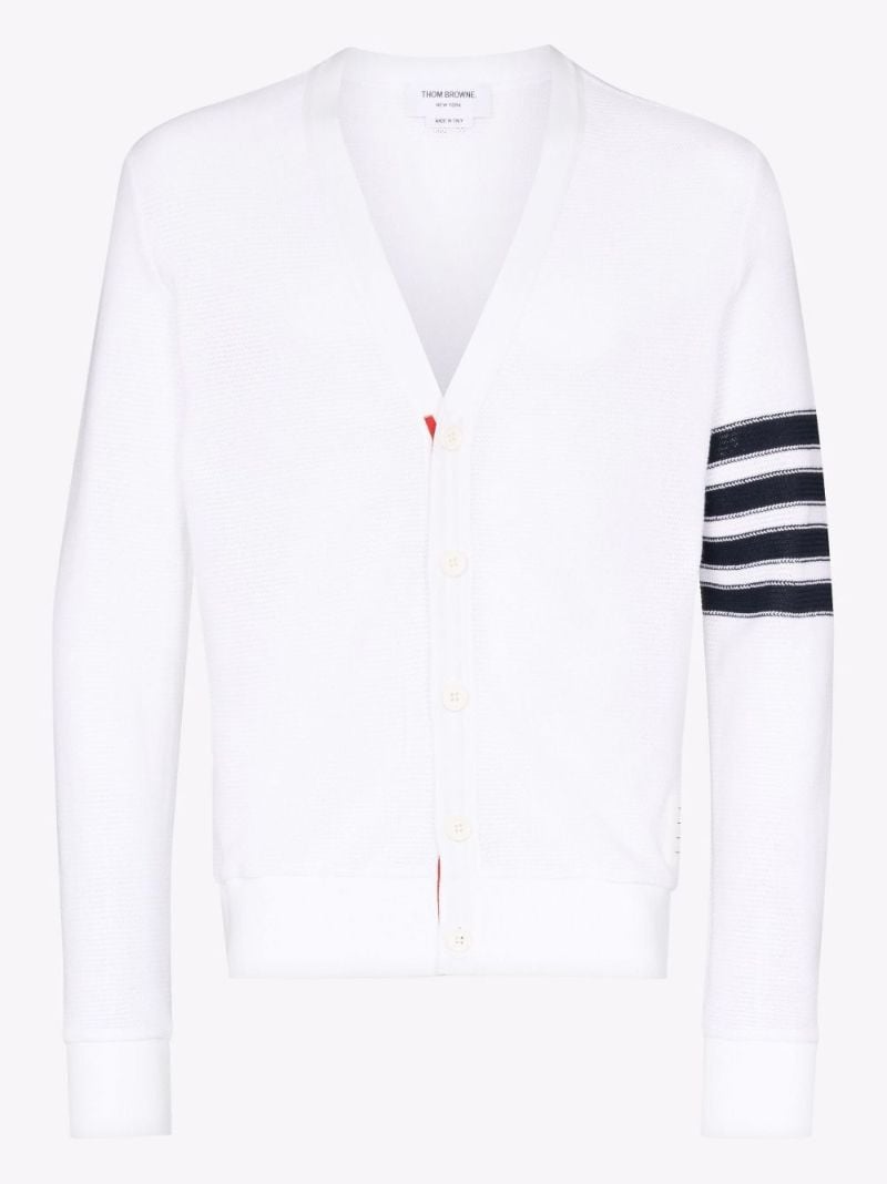 4-bar Stripe Cotton Cardigan