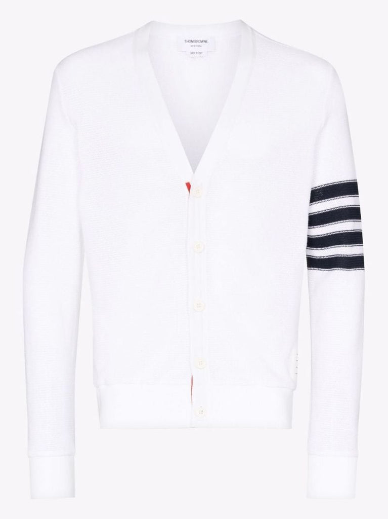 4-bar Stripe Cotton Cardigan