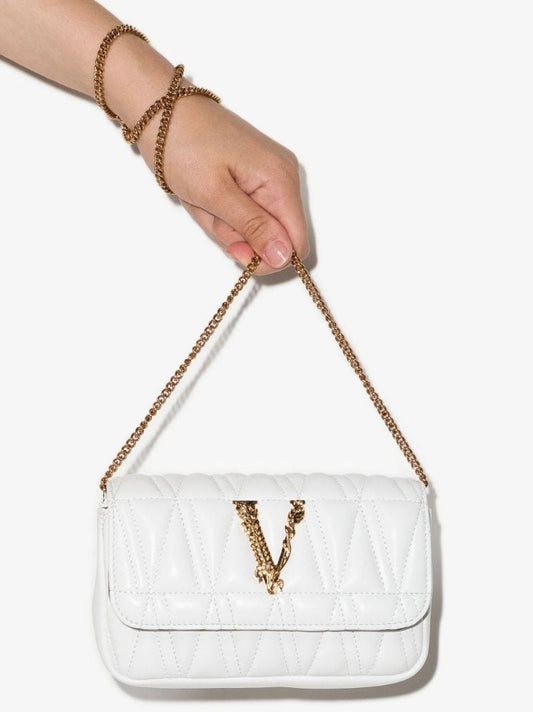 White Virtus Leather Cross Body Bag
