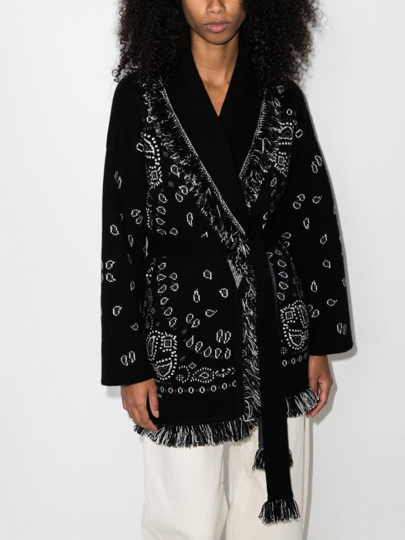 Bandana-jacquard Tied-waist Cardigan
