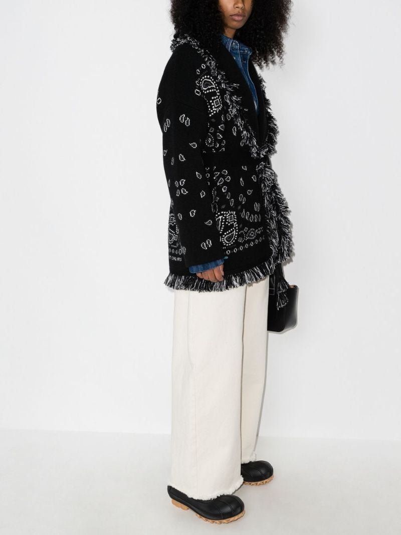 Bandana-jacquard Tied-waist Cardigan