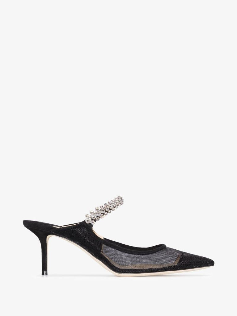 Black Bing 65 Embellished Mesh Mules