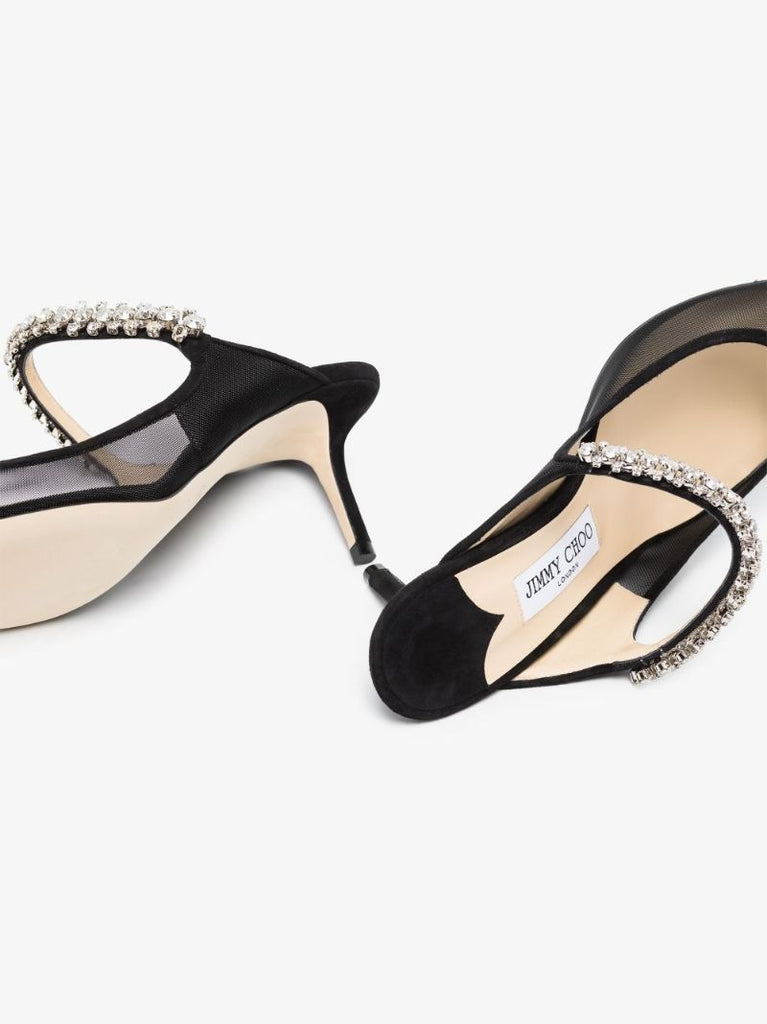 Black Bing 65 Embellished Mesh Mules