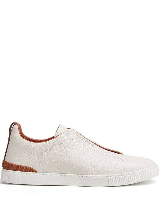 White Triple Stitchâ_x0084_¢ Leather Sneakers