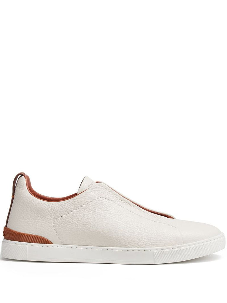 White Triple Stitchâ_x0084_¢ Leather Sneakers