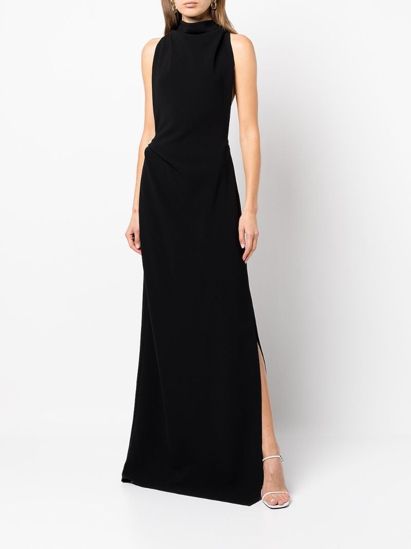 Black Matte-finish Crepe Gown