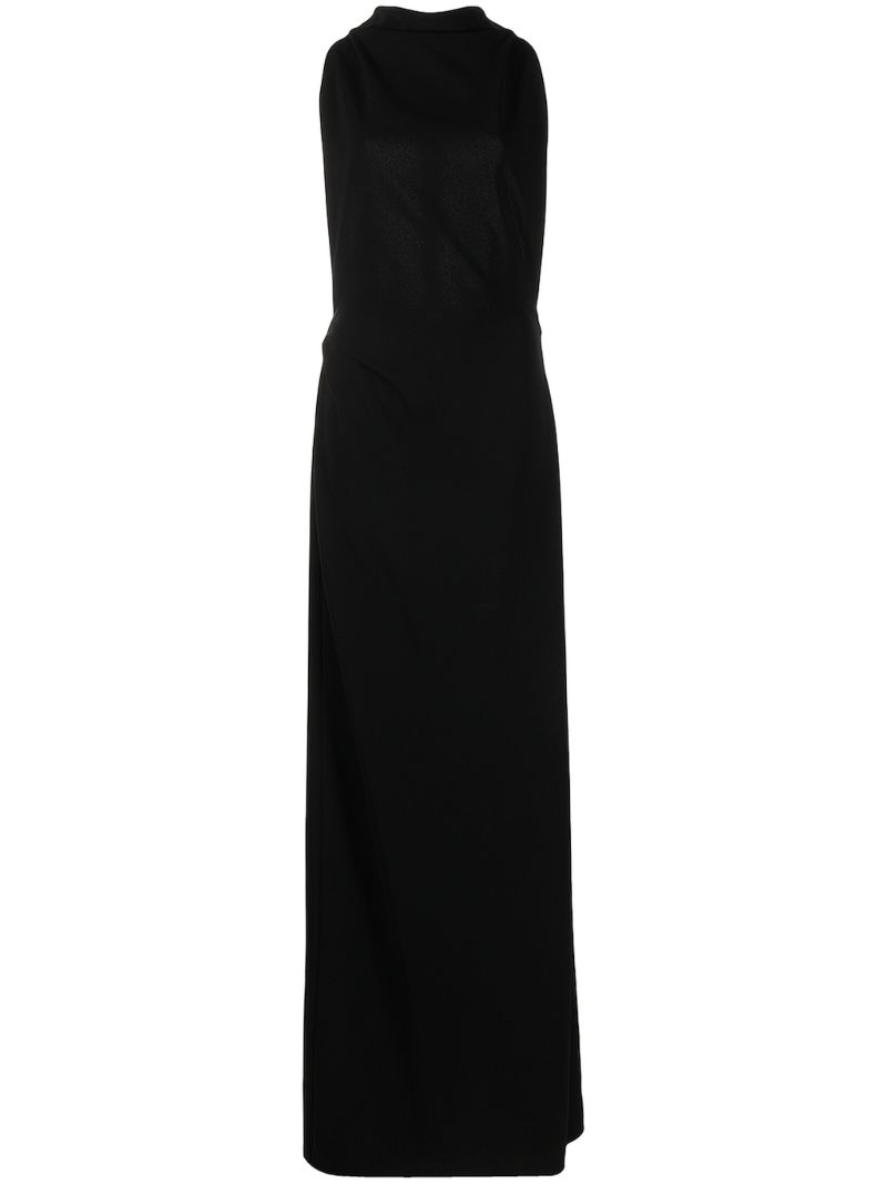 Black Matte-finish Crepe Gown