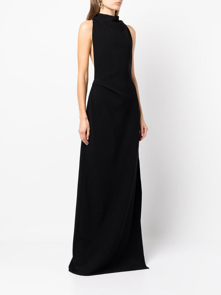 Black Matte-finish Crepe Gown