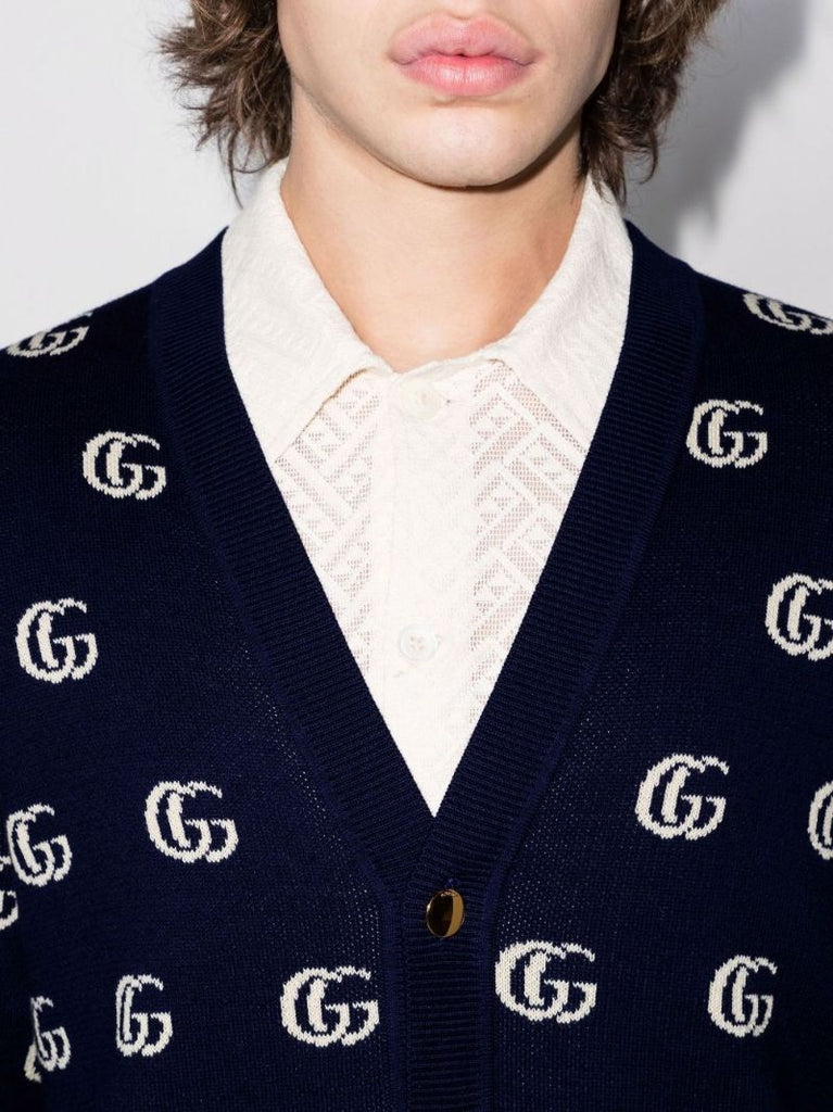 Gg Jacquard Cotton Cardigan