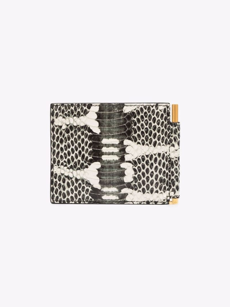 Grey Snake Effect Leather Money Clip Wallet